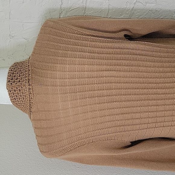 Notations Cardigan Sweater Open Front Longline Longsleeve Layer Knit Brown Tan M - Picture 8 of 15